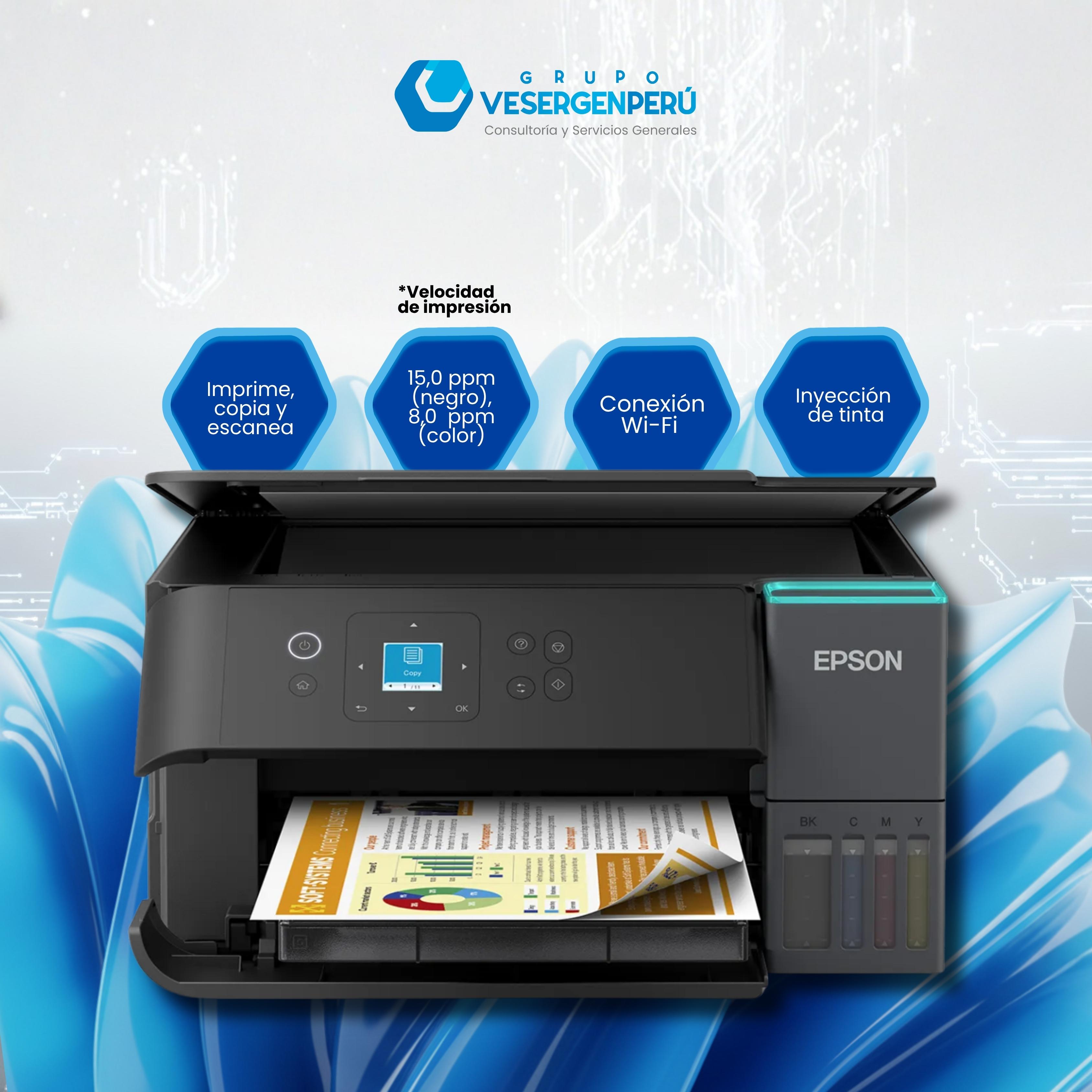 Multifuncional de tinta Epson EcoTank L4360, imprime/escanea/copia/Wi-Fi/USB