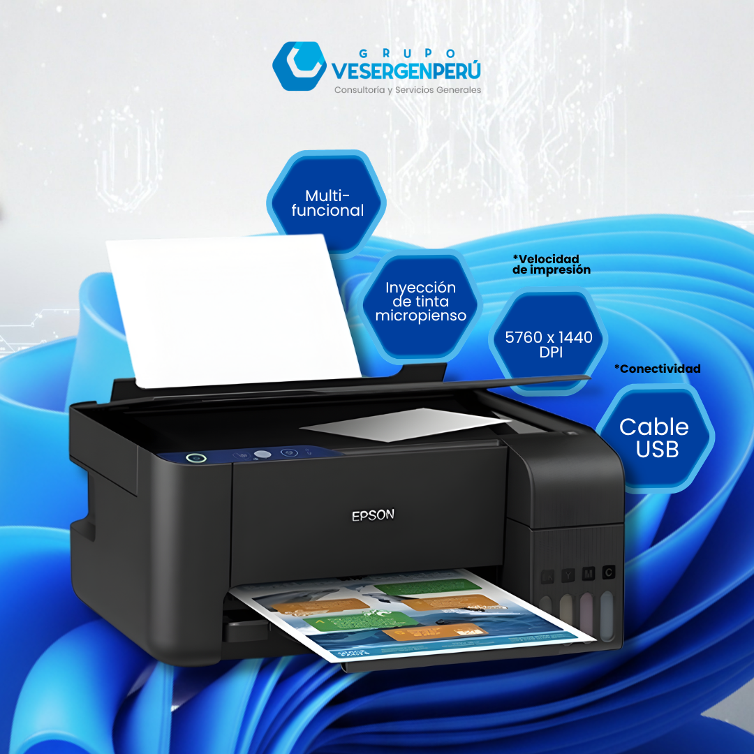 Multifuncional de tinta Epson EcoTank L3210, Imprime / Escanea / Copia / USB