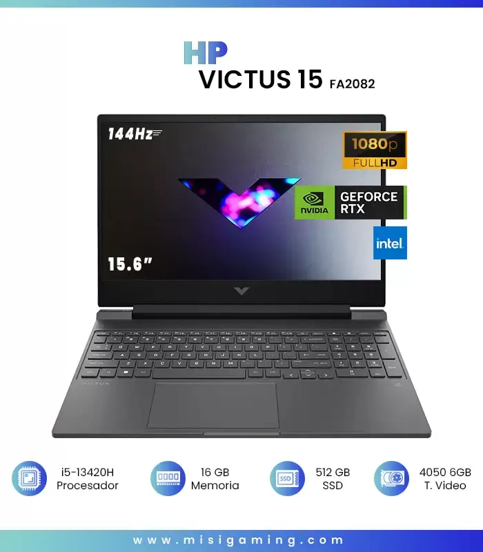 HP VICTUS 15-FA2082 GAMING Core™ i5-13420H 512GB SSD 16GB 15.6" (1920x1080) 144Hz WIN11 NVIDIA® RTX 4050 6GB MICA SILVER