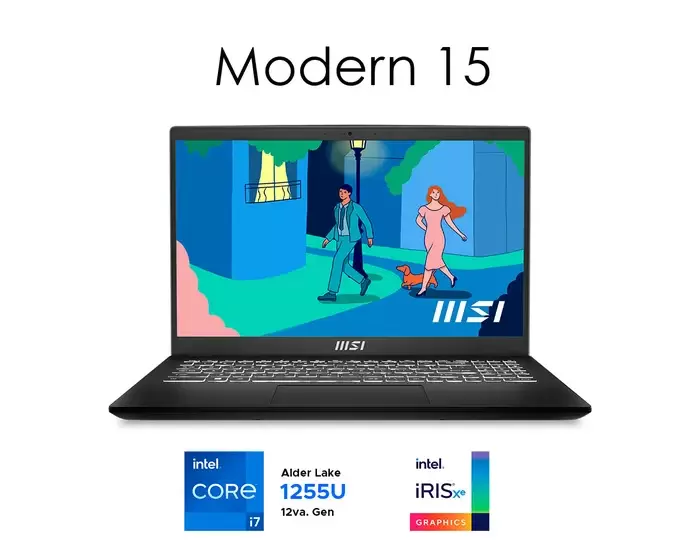 MSI MODERN 15 GAMING Intel Corei7-1255U 512 GB SSD 16 GB RAM 15.6" FHD (1920X1080) COLOR BLACK