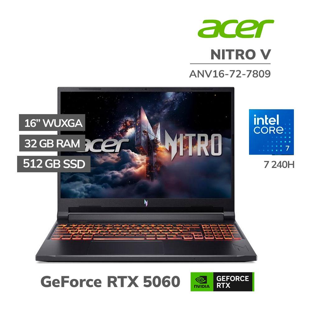 ACER NITRO V ANV16-72-7809 GAMING Core i7  240H, 512GB SSD 32GB 16"WUXGA (1920 x 1200) IPS, NVIDIA RTX 5060 8192MB WIN11 Backlit Keyboard