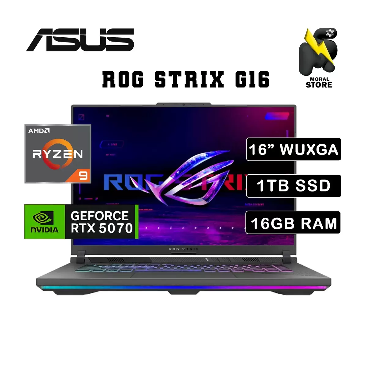 ASUS ROG STRIX G16 G614PP-WH94 GAMING  AMD RYZEN 9 8940HX 1TB SSD 16GB DDR5 16FHD+ (1920 X 1200) NVIDIA GEFORCE RTX 5070 8GB