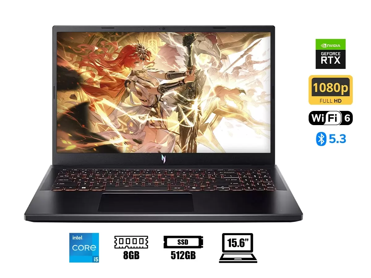 ACER NITRO V ANV15-52-58P7 GAMING INTEL CORE 5 210H 512GB SSD 16GB DDR5 15.6 FHD (1920 x 1080) 165HZ NVIDIA GEFORCE RTX 4050 6GB