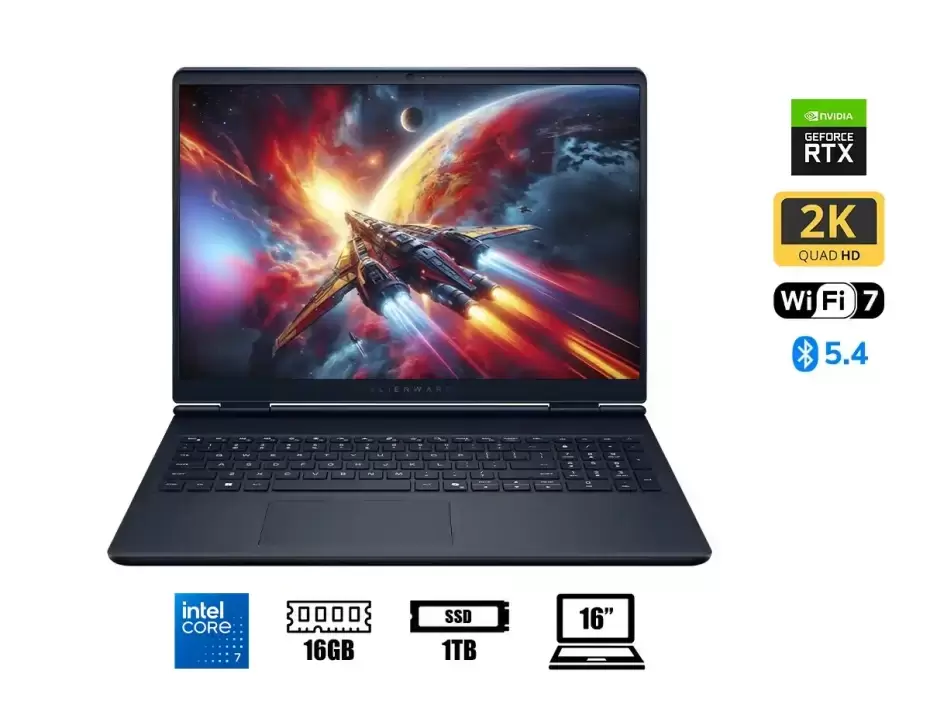 DELL ALIENWARE AURORA 16 AC16250 GAMING Core™ 7 240H 1TB SSD 16GB 16" (2560x1600) 120Hz WIN11 NVIDIA® RTX 5050 8GB BLUE