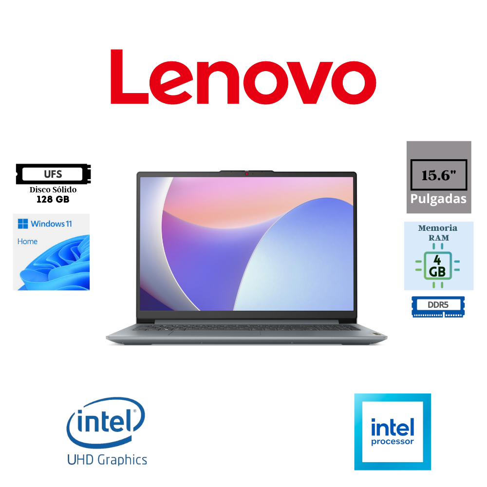 LENOVO IDEAPAD SLIM 3 15IAN8  INTEL N100  128GB UFS 4GB DDR5 15.6 FHD (1920X1080) WINDOWS 11 GREY