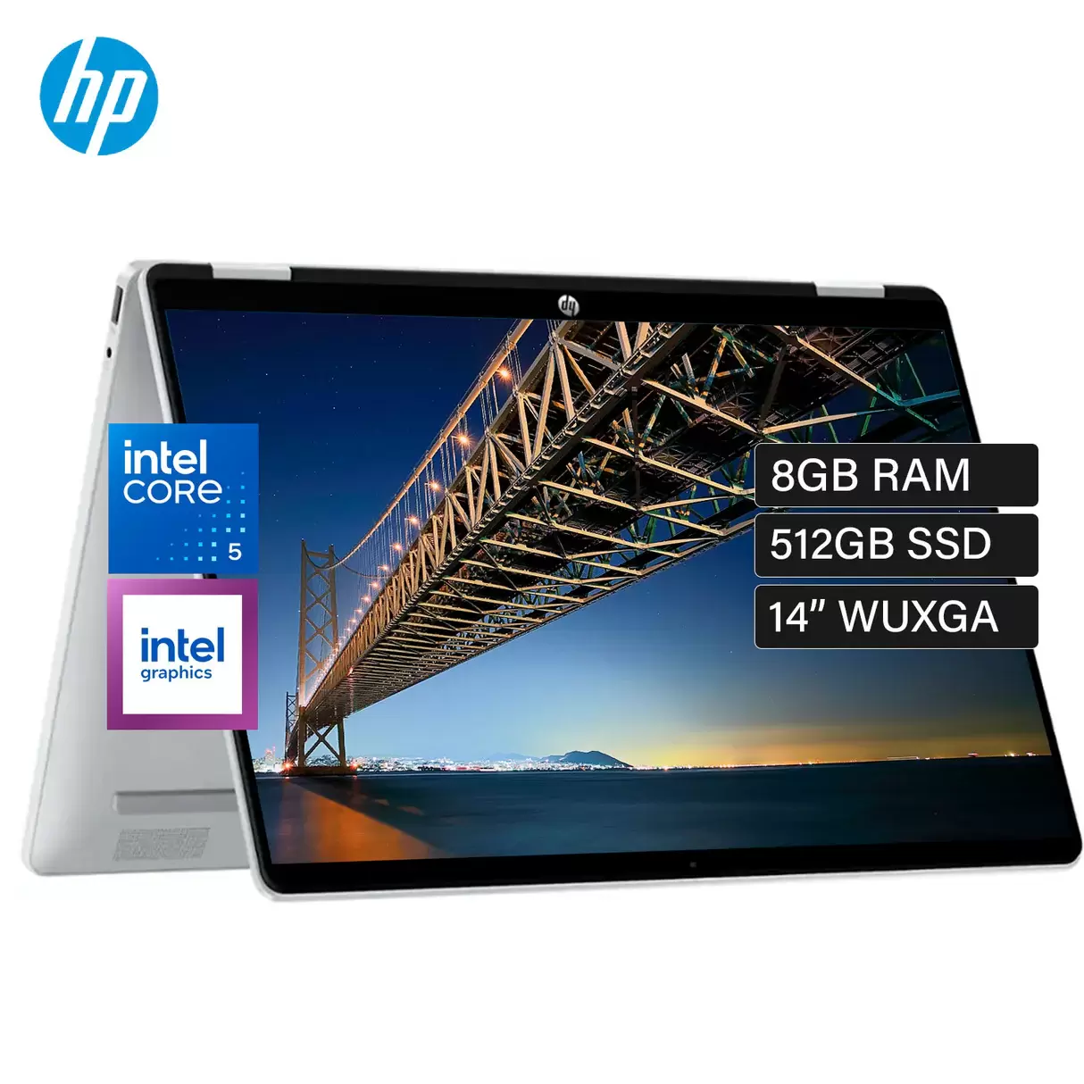 HP OMNIBOOK 5 FLIP 14-FP0013  Core™ 5 120U 512GB SSD 8GB 14" (1920x1200) TOUCHSCREEN GLACIER SILVER